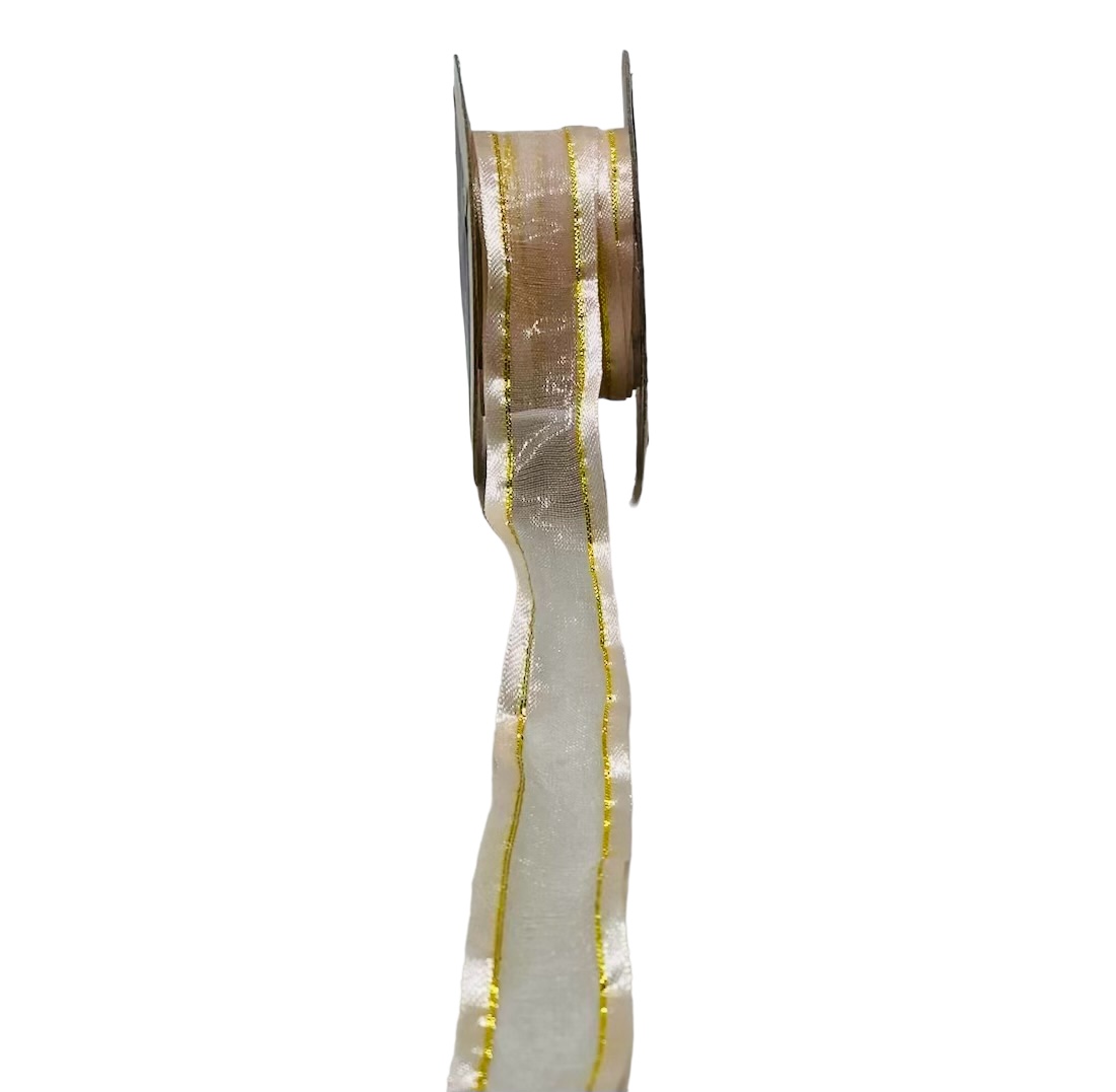 Peach Sheer Ribbon With Gold Hints