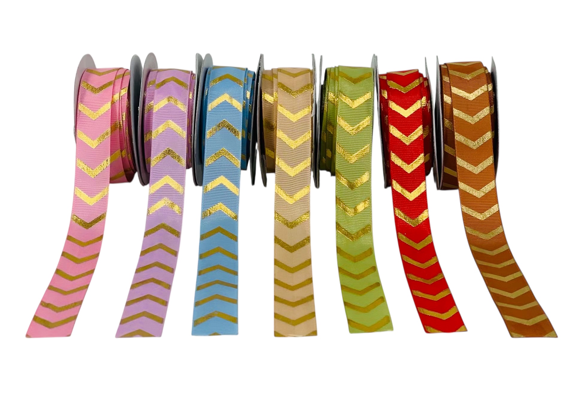 Gold Foil Chevron Grosgrain Ribbon