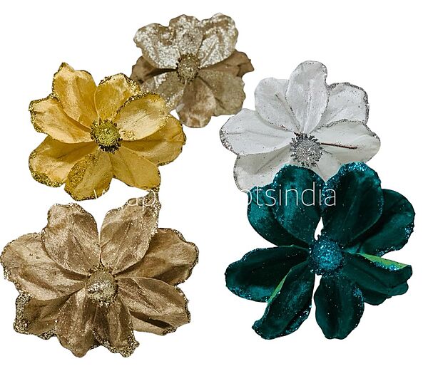 Medium Flower with Glitter Edges- Gold