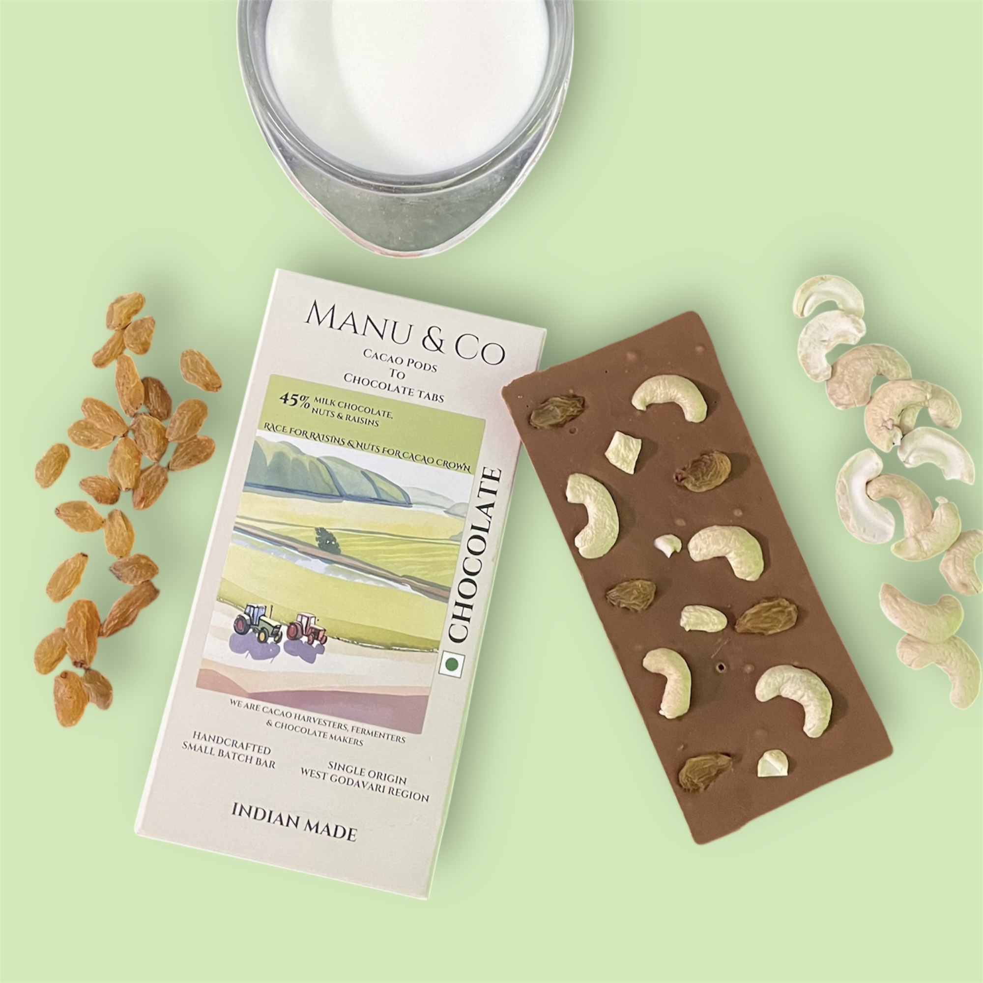 45% Milk Chocolate , Nuts & Raisins 45% Milk Chocolate , Nuts & Raisins