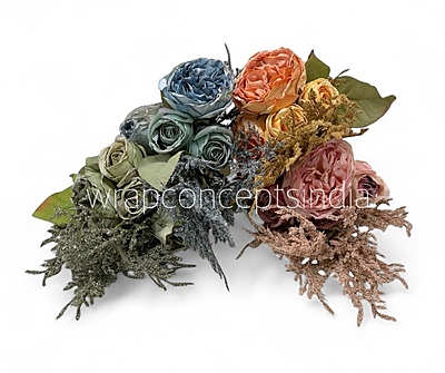 Garden Rose Bunch with Frosty ferns