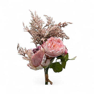 Garden Rose Bunch with Frosty ferns