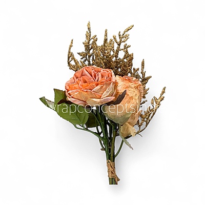 Garden Rose Bunch with Frosty ferns