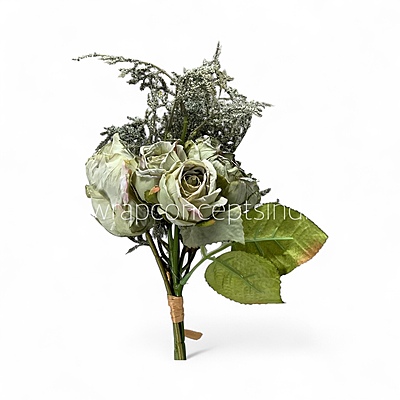 Garden Rose Bunch with Frosty ferns