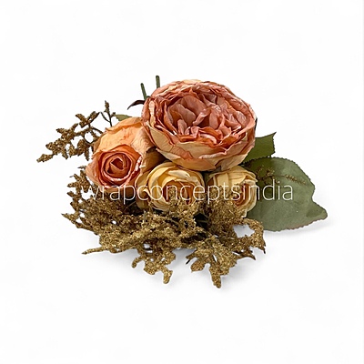 Garden Rose Bunch with Frosty ferns