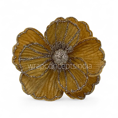 Big Velvet Flower with Gold Glitter Accents