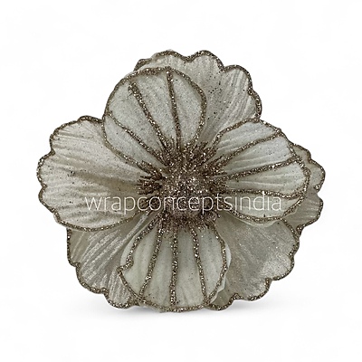 Big Velvet Flower with Gold Glitter Accents