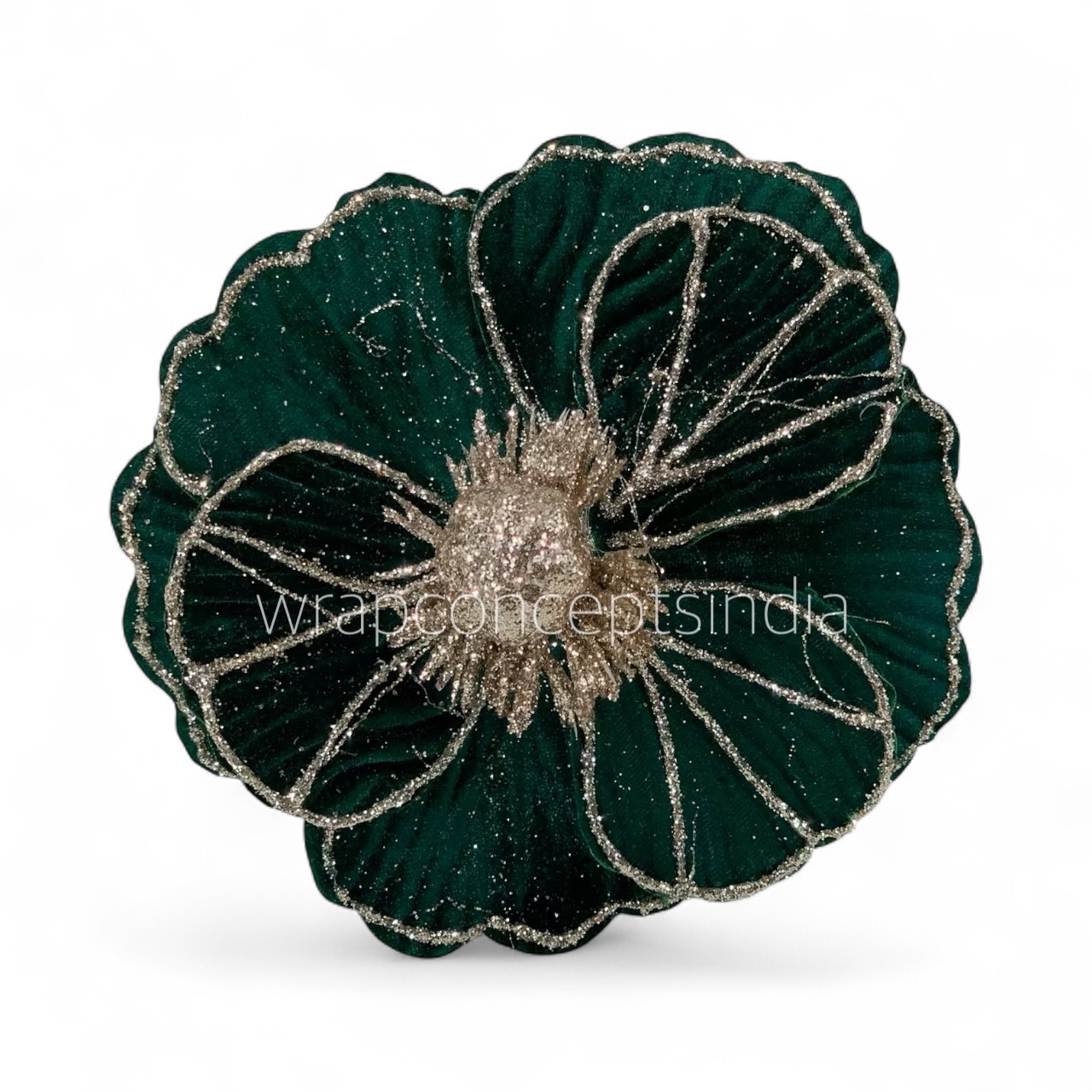 Big Velvet Flower with Gold Glitter Accents