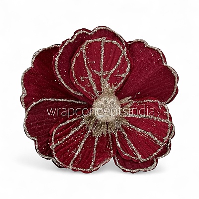 Big Velvet Flower with Gold Glitter Accents