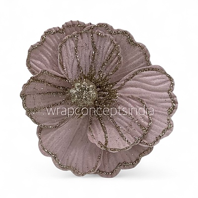 Big Velvet Flower with Gold Glitter Accents