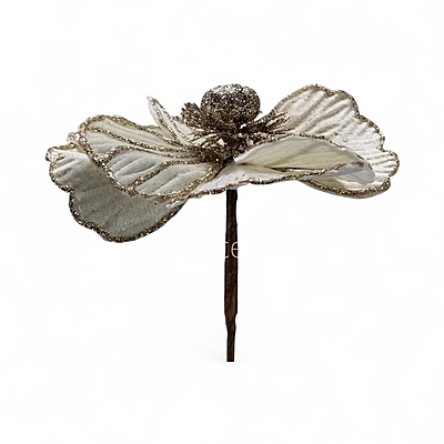 Big Velvet Flower with Gold Glitter Accents