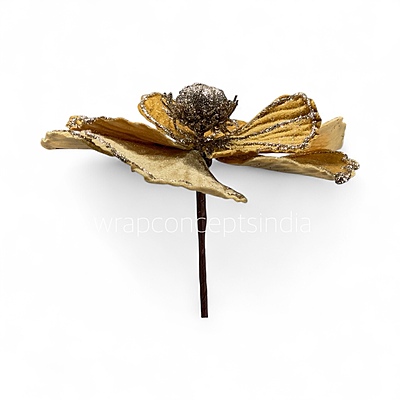 Big Velvet Flower with Gold Glitter Accents