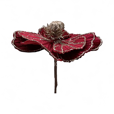 Big Velvet Flower with Gold Glitter Accents