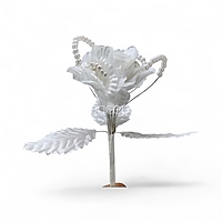 White Flowers on stick with Pearl String & pollen