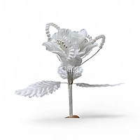 White Flowers on stick with Pearl String & pollen