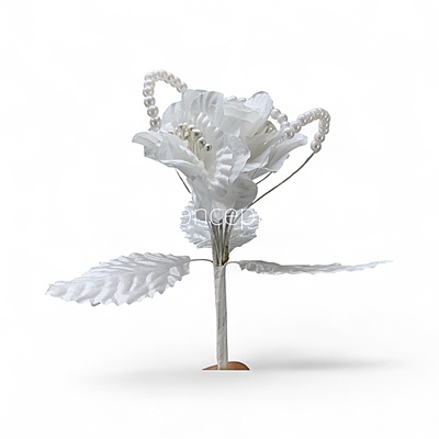 White Flowers on stick with Pearl String & pollen