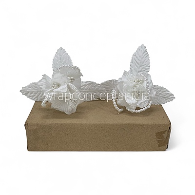 White Flowers on stick with Pearl String & pollen