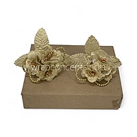 Gold Flowers on stick with Pearl String & pollen