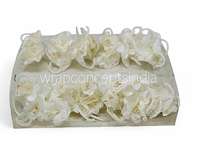 Cream Flowers on stick with Pearl String & pollen