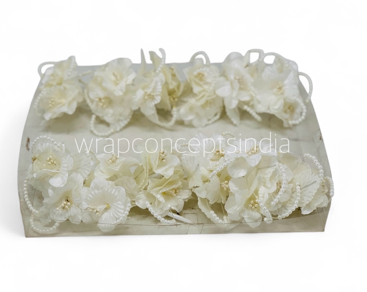Cream Flowers on stick with Pearl String & pollen