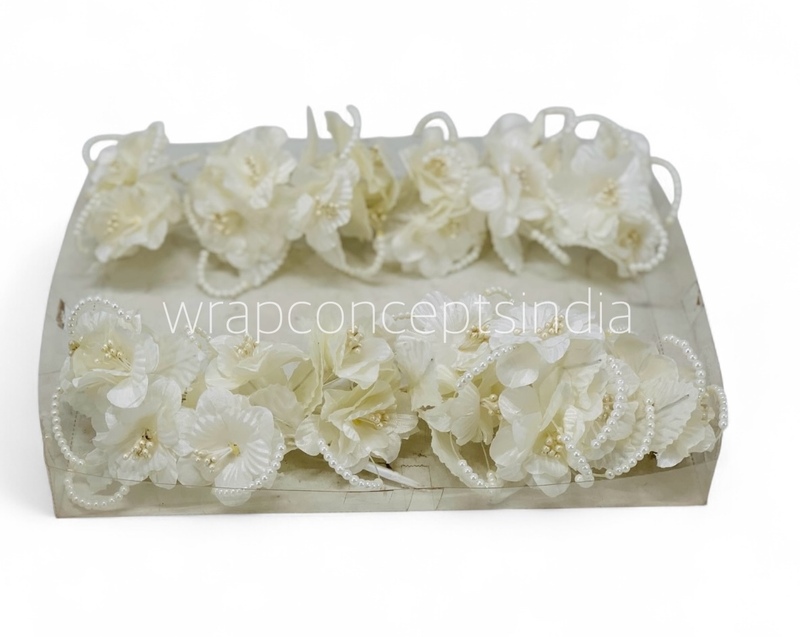 Cream Flowers on stick with Pearl String & pollen