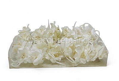 Cream Flowers on stick with Pearl String & pollen