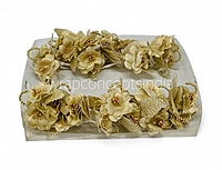 Gold Flowers on stick with Pearl String & pollen