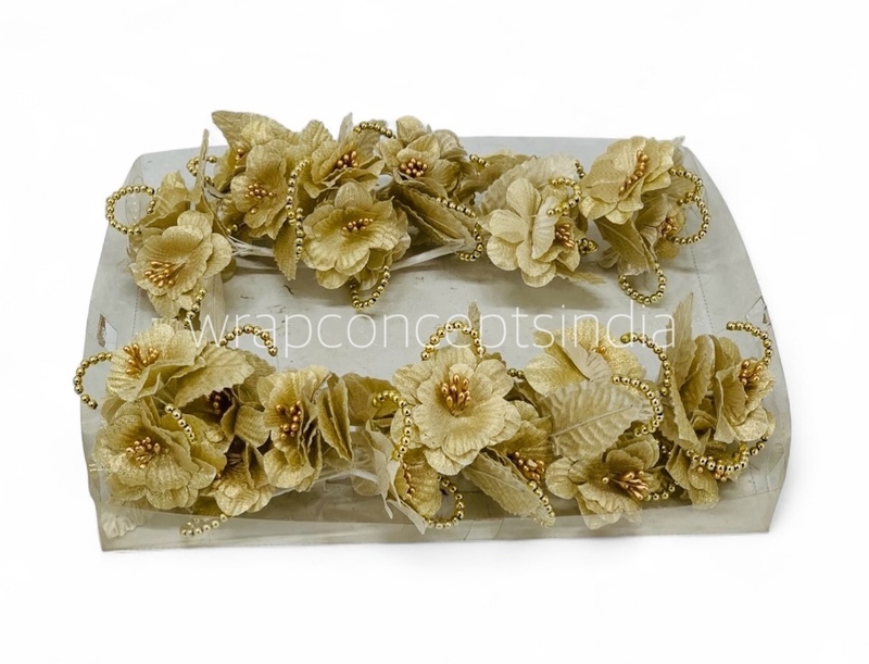 Gold Flowers on stick with Pearl String & pollen