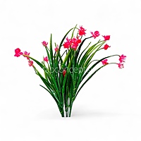 Long Grass Leaves with Magenta Flowers
