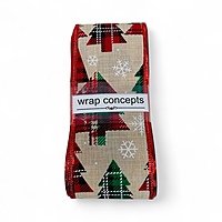 Plaid Pine Christmas Burlap Ribbon