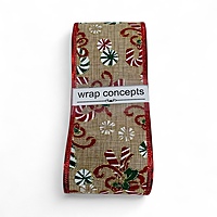 Peppermint Swirl Delight Burlap Ribbon