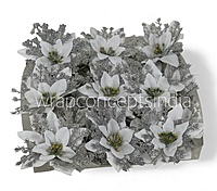 White Poinsettia with Silver Sprigs