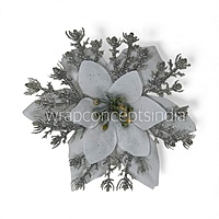 White Poinsettia with Silver Sprigs