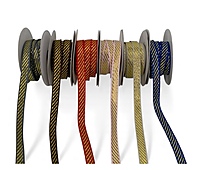 Ribbon with Gold Diagonal Stripes - Multicolour-Baby Pink-100 yards