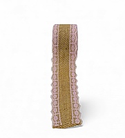 Burlap Ribbon with Pink Lace Edges