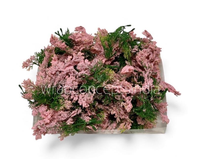 Green Fern Leaves with Light Pink Edges