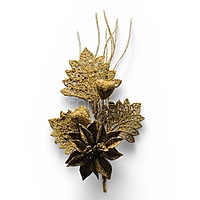 Glitter Poinsettia Pick – Gold/Champagne (Pack of 4)
