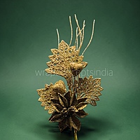 Glitter Poinsettia Pick – Gold/Champagne (Pack of 4)