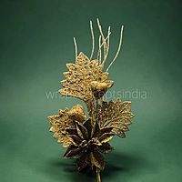 Glitter Poinsettia Pick – Gold/Champagne (Pack of 4)