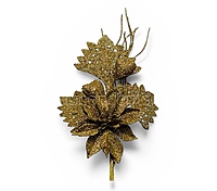 Glitter Poinsettia Pick – Gold/Champagne (Pack of 4)
