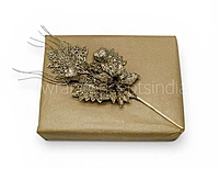 Glitter Poinsettia Pick – Gold/Champagne (Pack of 4)