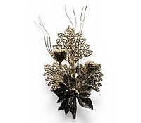 Glitter Poinsettia Pick – Gold/Champagne (Pack of 4)