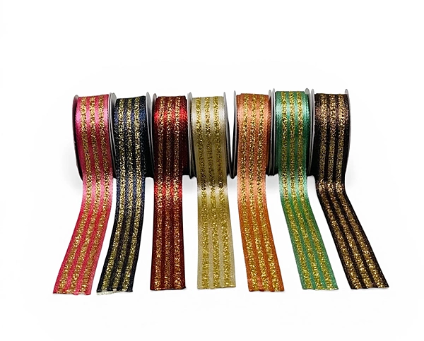 Royal Glitter Gold Stripe Ribbon
