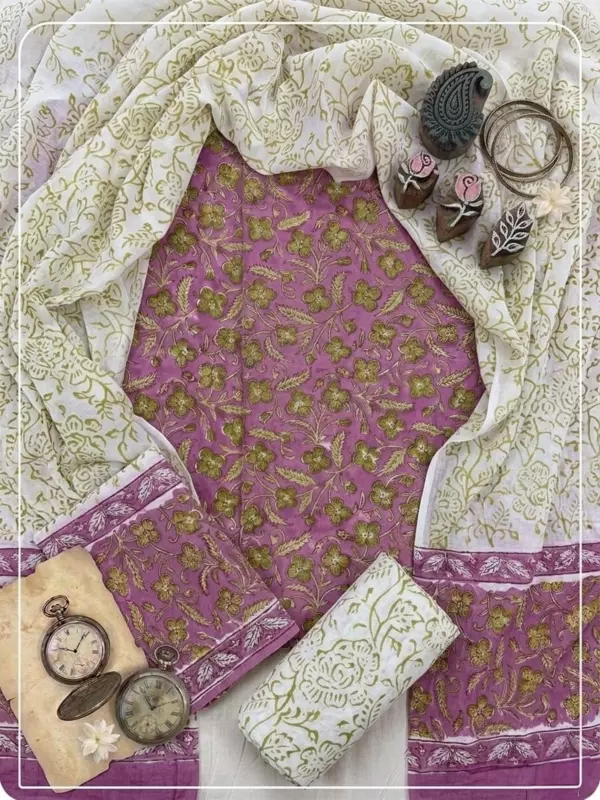 Cotton Sanganeri Print 3Pc Suit #12