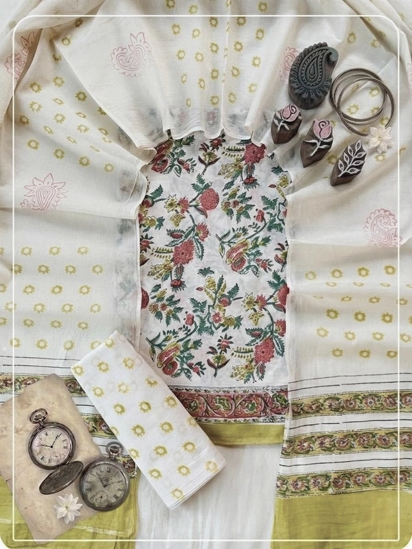 Cotton Sanganeri Print 3Pc Suit #07