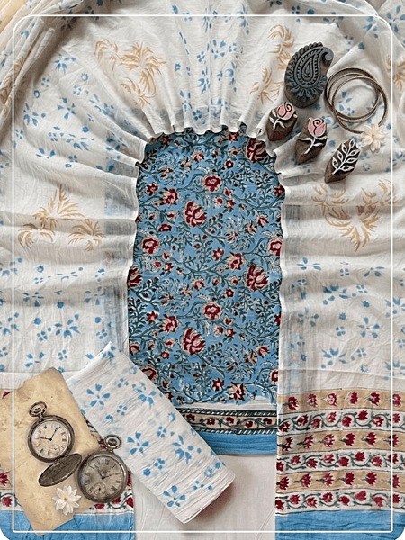 Cotton Sanganeri Print 3Pc Suit #03