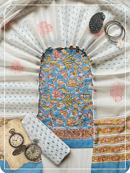 Cotton Sanganeri Print 3Pc Suit #04