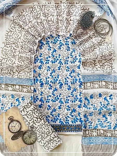 Cotton Sanganeri Print 3Pc Suit #06