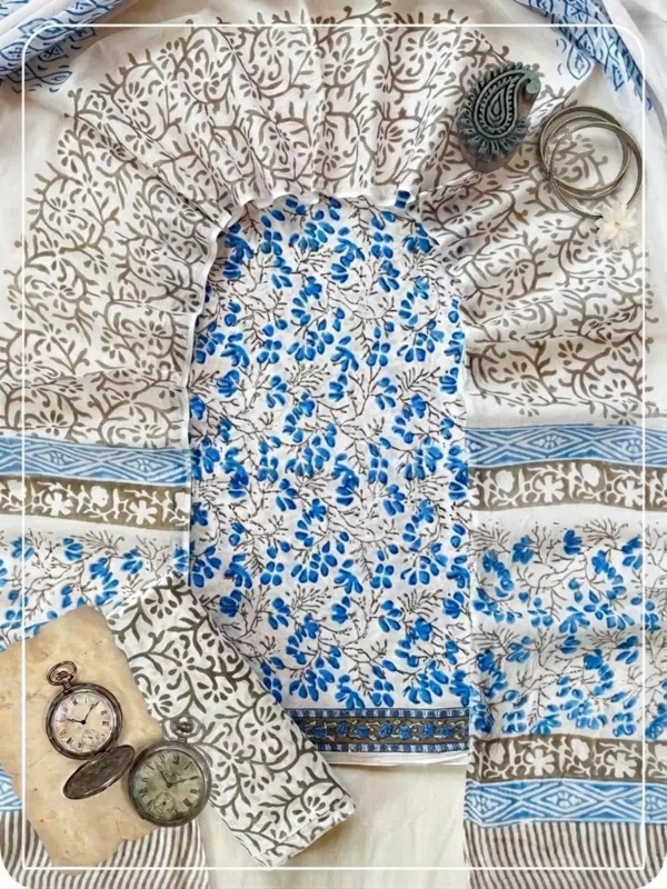 Cotton Sanganeri Print 3Pc Suit #06