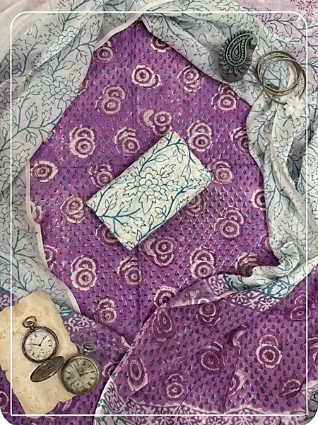 Cotton Sanganeri Print 3Pc Suit #13